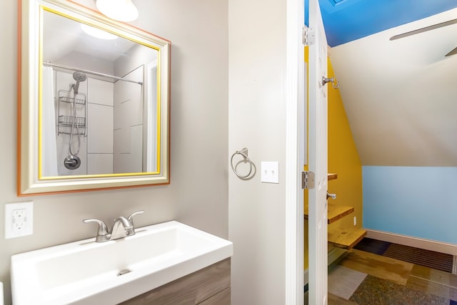 1575 Old Burnt Mountain Rd, Jasper, GA 30143 - bathroom featuring vanity and vaulted ceiling