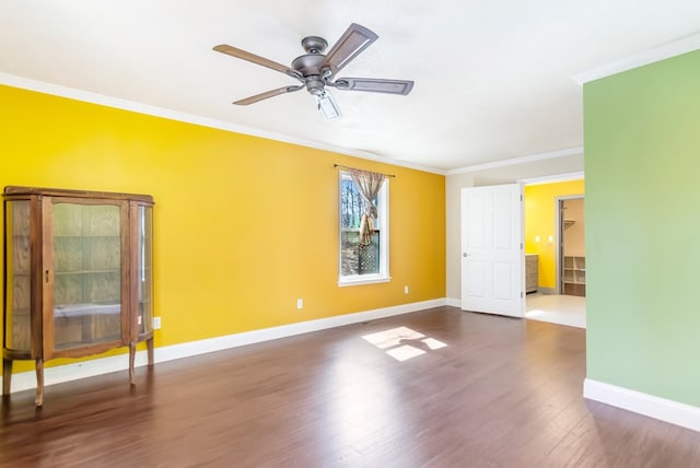 1575 Old Burnt Mountain Rd, Jasper, GA 30143 - unfurnished room with crown molding, baseboards, a ceiling fan, and wood finished floors