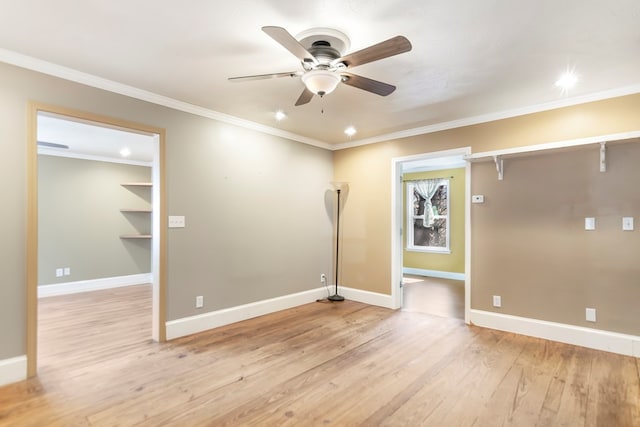 1575 Old Burnt Mountain Rd, Jasper, GA 30143 - spare room with a ceiling fan, light wood-style flooring, baseboards, crown molding, and recessed lighting