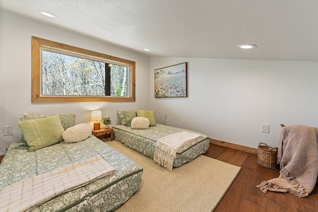 366 Three Oaks Dr, Morganton, GA 30559 - bedroom with baseboards, recessed lighting, wood finished floors, and a textured ceiling