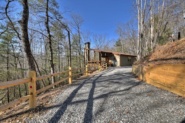 view of front of home with an outdoor structure