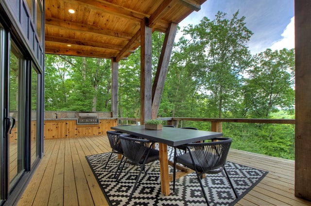 897 Faraday Dr, Ellijay, GA 30540 - deck with outdoor dining area and exterior kitchen