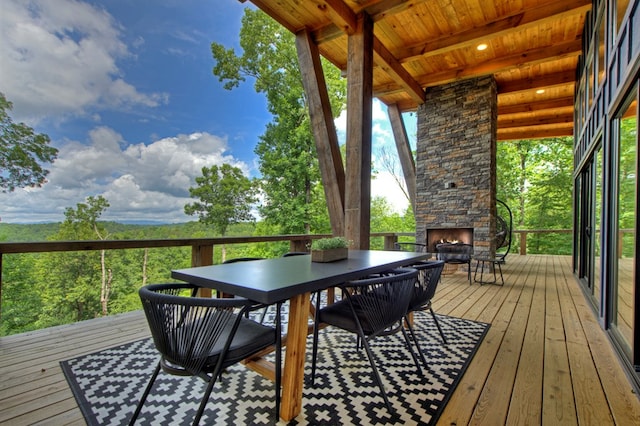 897 Faraday Dr, Ellijay, GA 30540 - wooden terrace featuring a stone fireplace