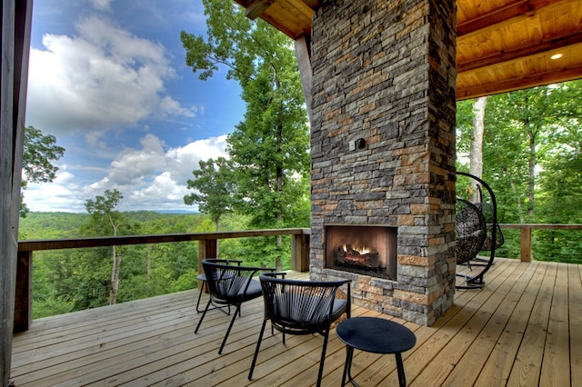 897 Faraday Dr, Ellijay, GA 30540 - wooden terrace featuring an outdoor stone fireplace