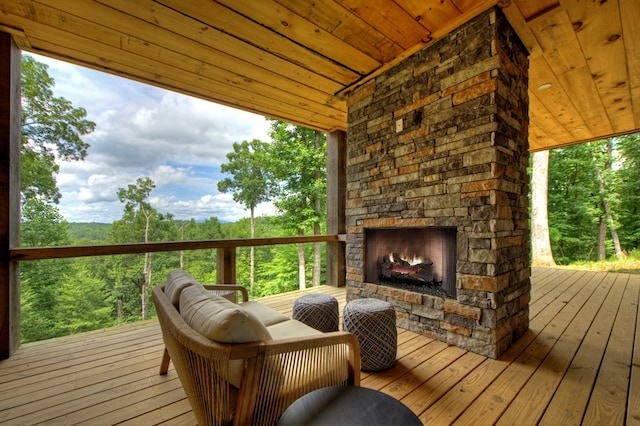 897 Faraday Dr, Ellijay, GA 30540 - deck with an outdoor stone fireplace