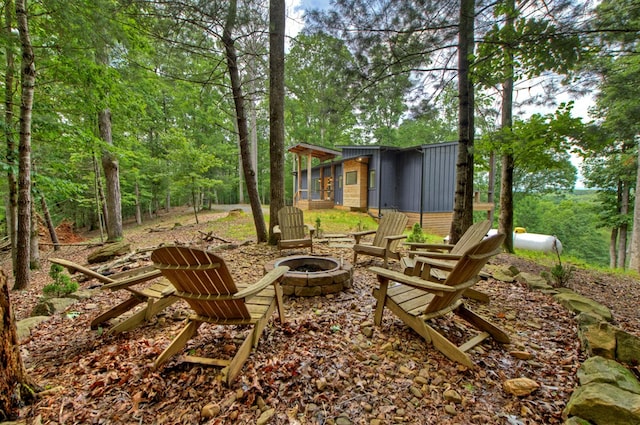 897 Faraday Dr, Ellijay, GA 30540 - view of patio / terrace featuring a fire pit