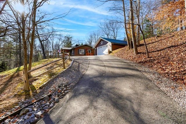 exterior space with a garage