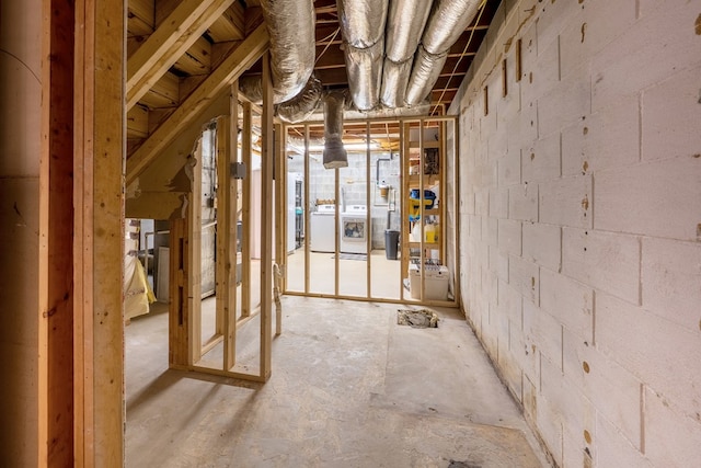 365 Quarles Ln, Ellijay, GA 30540 - miscellaneous room featuring washing machine and dryer and concrete block wall