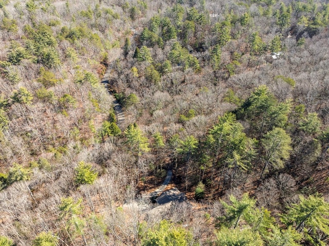 drone / aerial view featuring a view of trees