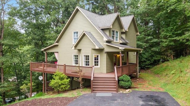 615 Navaho Way, Ellijay, GA 30540 - view of front of property featuring roof with shingles and a wooden deck