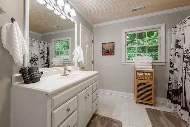 615 Navaho Way, Ellijay, GA 30540 - bathroom featuring vanity, crown molding, tile patterned flooring, and baseboards