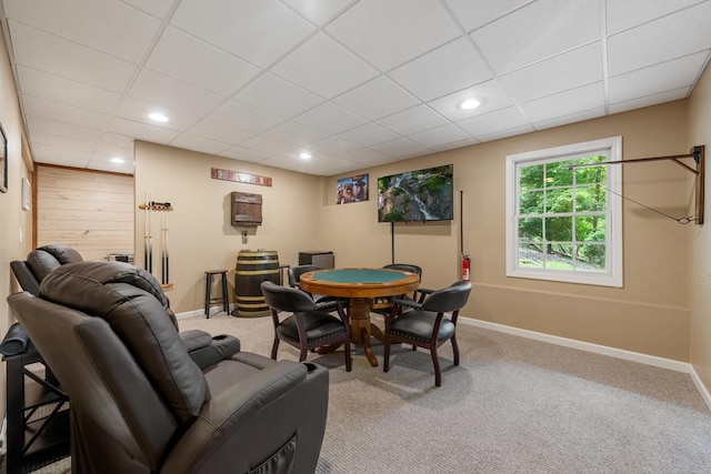 615 Navaho Way, Ellijay, GA 30540 - game room featuring a paneled ceiling, baseboards, carpet flooring, and recessed lighting