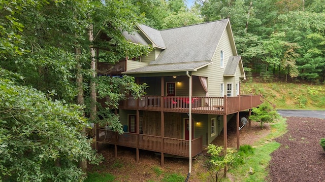 615 Navaho Way, Ellijay, GA 30540 - rear view of house with a wooden deck and roof with shingles