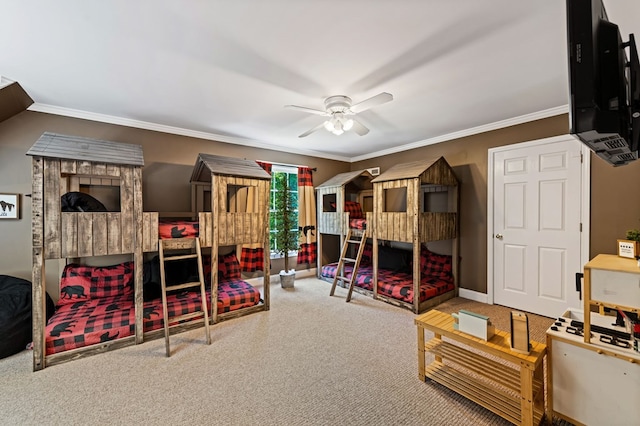 615 Navaho Way, Ellijay, GA 30540 - bedroom featuring carpet floors, crown molding, and ceiling fan