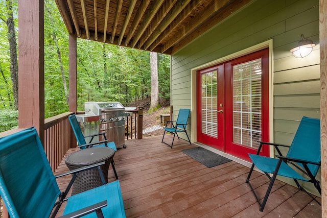615 Navaho Way, Ellijay, GA 30540 - deck featuring french doors and a grill