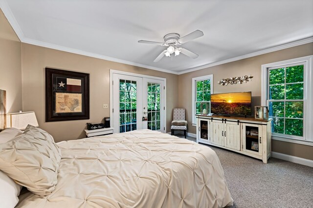 615 Navaho Way, Ellijay, GA 30540 - bedroom with french doors, access to exterior, multiple windows, baseboards, and crown molding