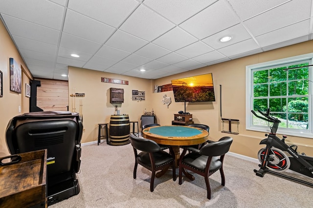 615 Navaho Way, Ellijay, GA 30540 - game room featuring carpet, a drop ceiling, baseboards, and recessed lighting