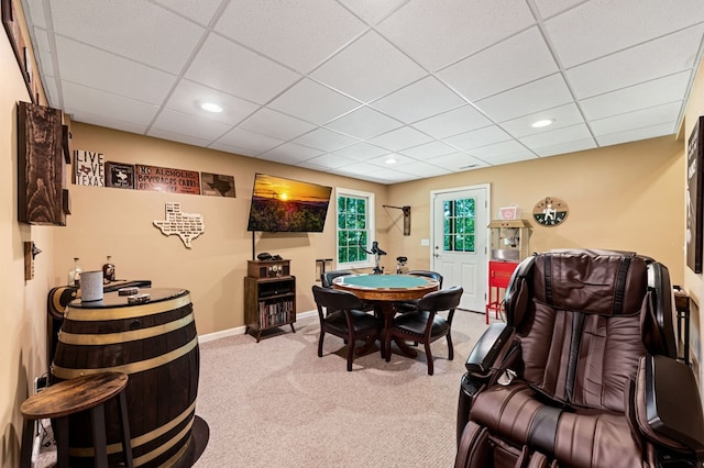 615 Navaho Way, Ellijay, GA 30540 - game room featuring carpet flooring, a drop ceiling, baseboards, and recessed lighting