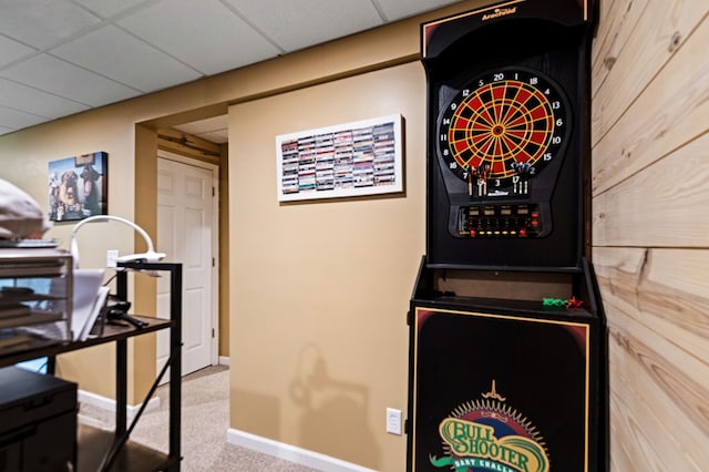 615 Navaho Way, Ellijay, GA 30540 - recreation room with carpet floors, baseboards, and a paneled ceiling
