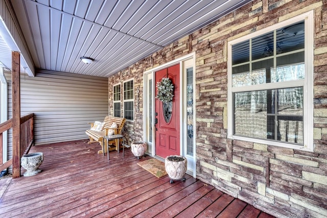 wooden deck with covered porch