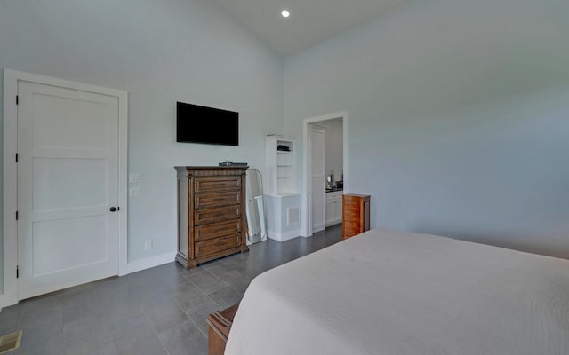 433 Hawkeye Trl, Marble, NC 28905 - bedroom featuring a towering ceiling, visible vents, recessed lighting, and baseboards