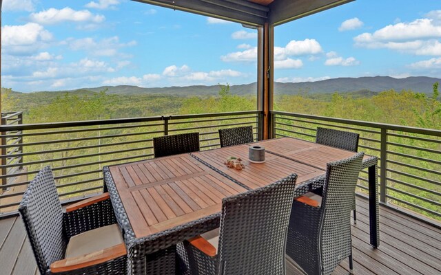 433 Hawkeye Trl, Marble, NC 28905 - deck with a mountain view and outdoor dining space