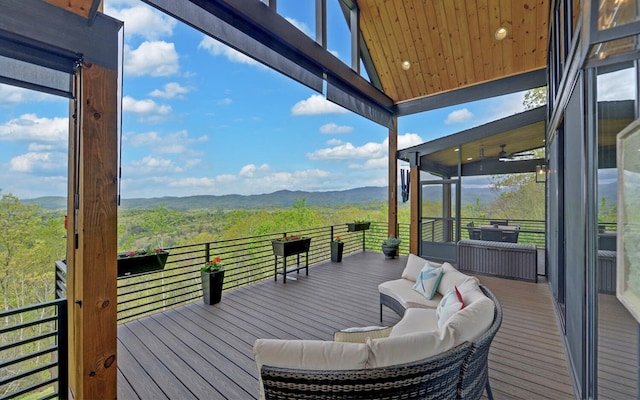 433 Hawkeye Trl, Marble, NC 28905 - wooden terrace with a mountain view and a sunroom