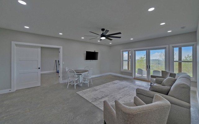 433 Hawkeye Trl, Marble, NC 28905 - living room featuring recessed lighting, french doors, and baseboards