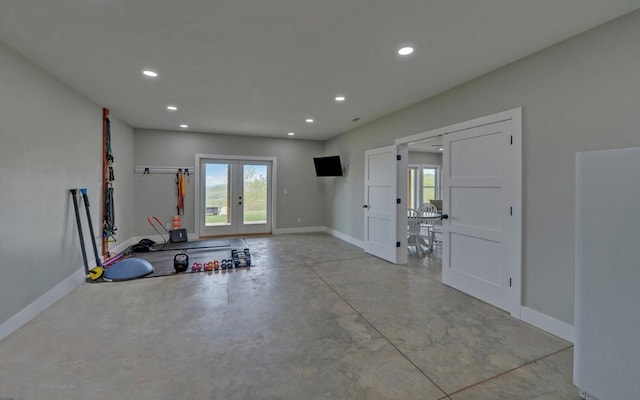 433 Hawkeye Trl, Marble, NC 28905 - workout area featuring recessed lighting, french doors, and baseboards