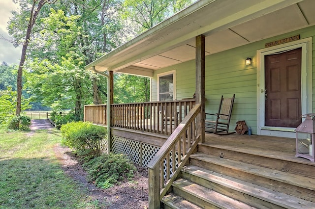 wooden deck with covered porch