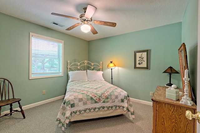 bedroom with carpet and ceiling fan