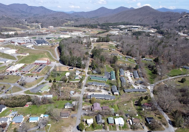 aerial view with a mountain view