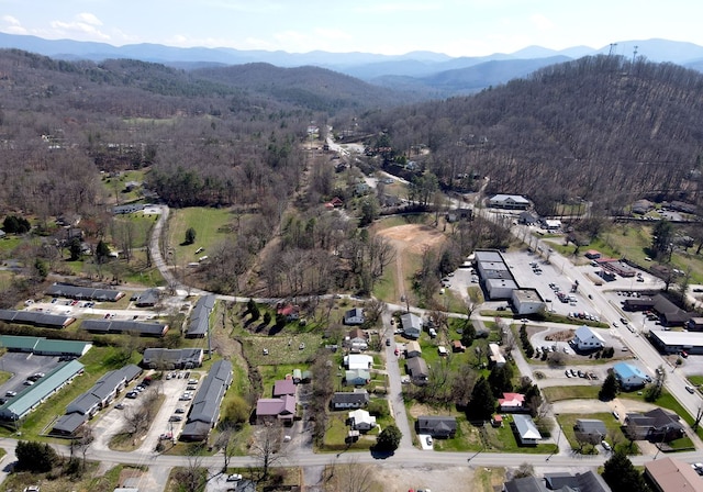 drone / aerial view with a mountain view