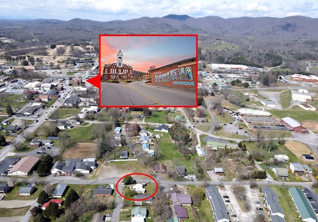 aerial view with a mountain view