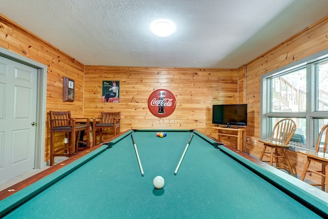 56 Laurel Dr, Blue Ridge, GA 30513 - playroom with billiards, wooden walls, and a textured ceiling