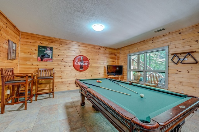 56 Laurel Dr, Blue Ridge, GA 30513 - recreation room featuring wood walls, pool table, and a textured ceiling