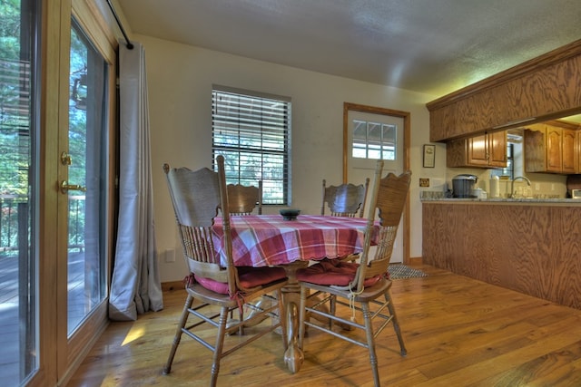 dining space with light wood finished floors