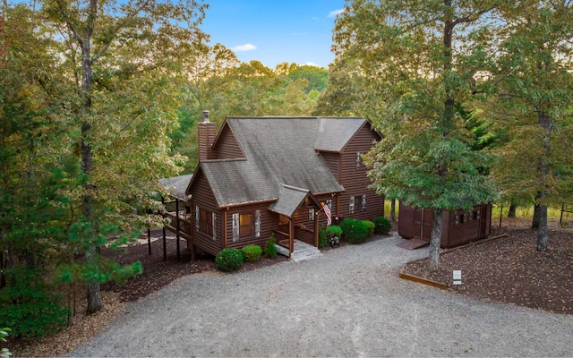 view of log home