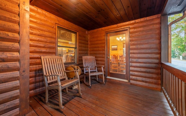 wooden deck with a porch