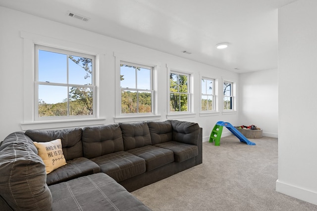 living room with carpet flooring