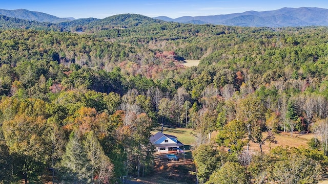 aerial view with a mountain view