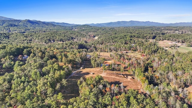 drone / aerial view featuring a mountain view