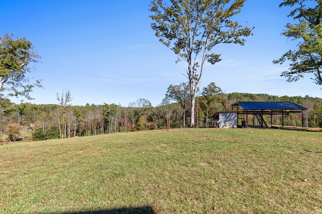 view of yard with an outdoor structure