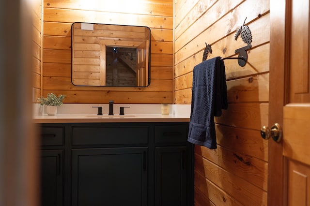 365 Browns Cove Rd, Blue Ridge, GA 30513 - bathroom featuring wooden walls and vanity