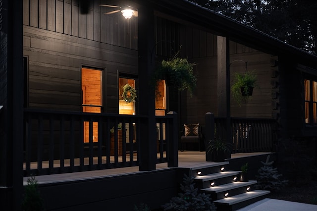 365 Browns Cove Rd, Blue Ridge, GA 30513 - back of house at twilight with a wooden deck