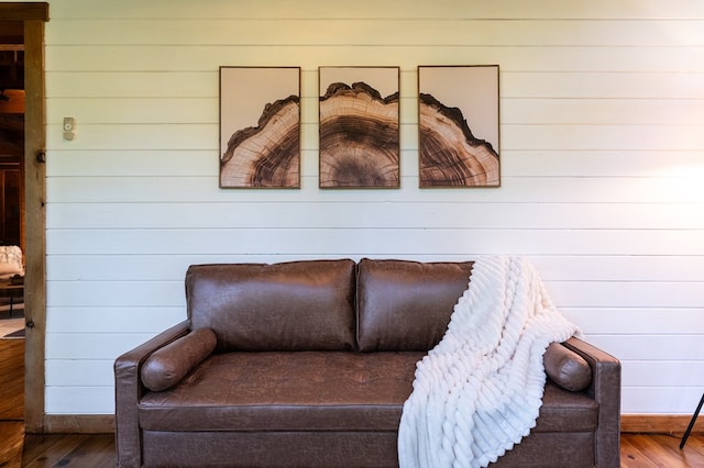365 Browns Cove Rd, Blue Ridge, GA 30513 - sitting room featuring wood finished floors, baseboards, and wooden walls