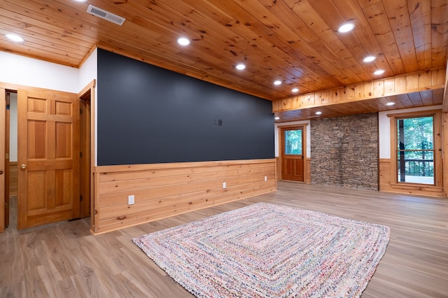 365 Browns Cove Rd, Blue Ridge, GA 30513 - spare room with wood ceiling, healthy amount of natural light, wood finished floors, recessed lighting, and a wainscoted wall