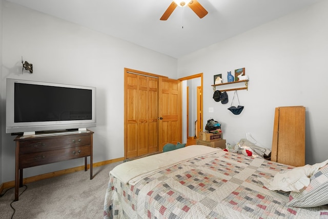 904 Villa Dr, Ellijay, GA 30540 - bedroom featuring carpet flooring, a closet, and ceiling fan