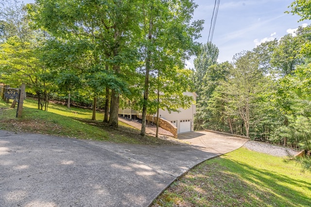 904 Villa Dr, Ellijay, GA 30540 - view of green lawn featuring driveway and a garage