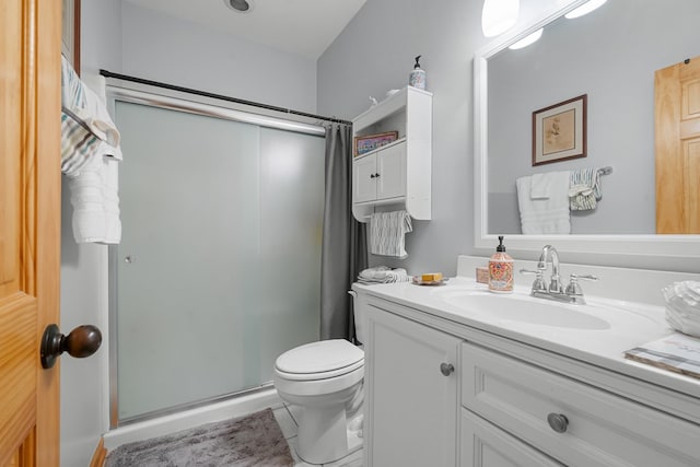 904 Villa Dr, Ellijay, GA 30540 - bathroom with a stall shower, vanity, and tile patterned flooring